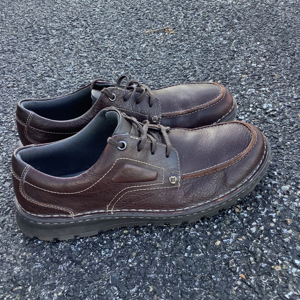 Clarks Collection Tilden Free Men 12 Brown Leather Moc Toe Oxford Shoes 26130644
